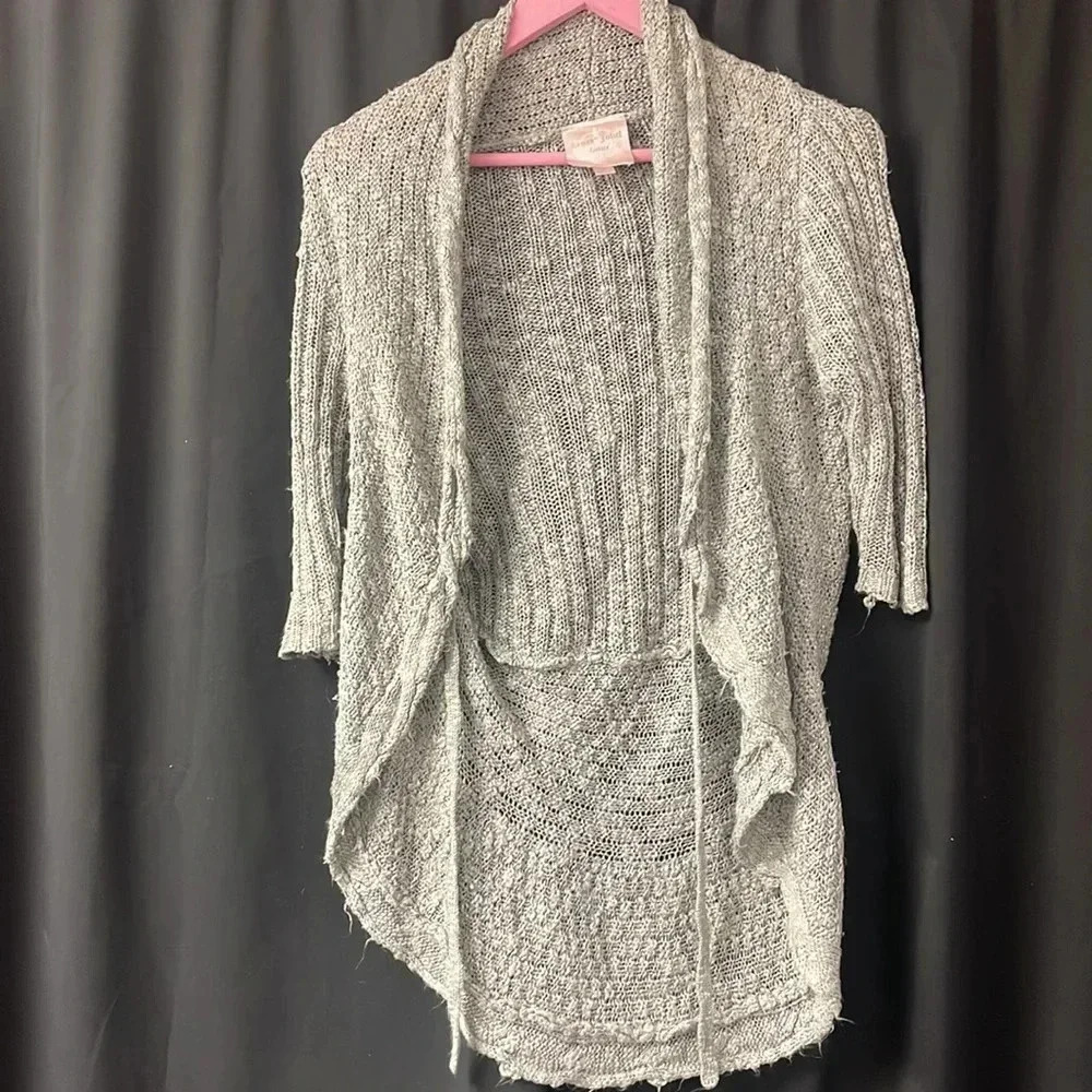 Gray Short Sleeve Cardigan